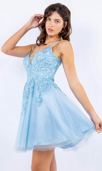 Cinderella Couture 5125J - Lace Appliqued A-Line Cocktail Dress Special Occasion Dress