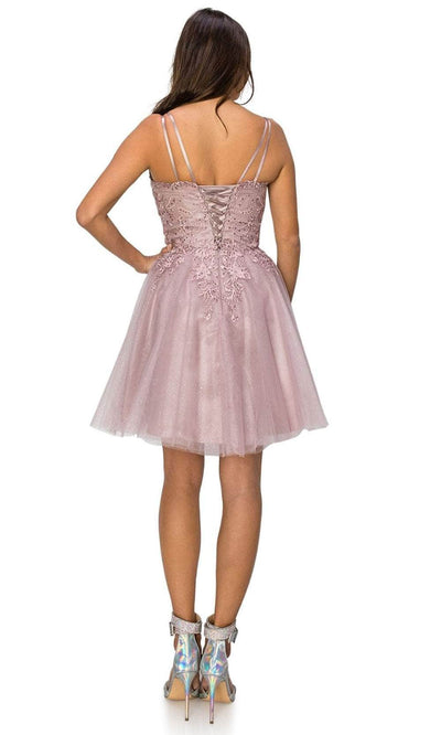 Cinderella Couture 5125J - Lace Appliqued A-Line Cocktail Dress Special Occasion Dress