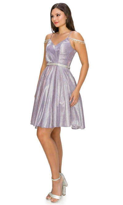 Cinderella Couture 8014J - Surplice V-Neck A-Line Cocktail Dress Special Occasion Dress