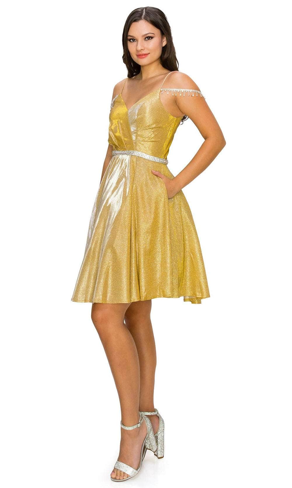 Cinderella Couture 8014J - Surplice V-Neck A-Line Cocktail Dress Special Occasion Dress