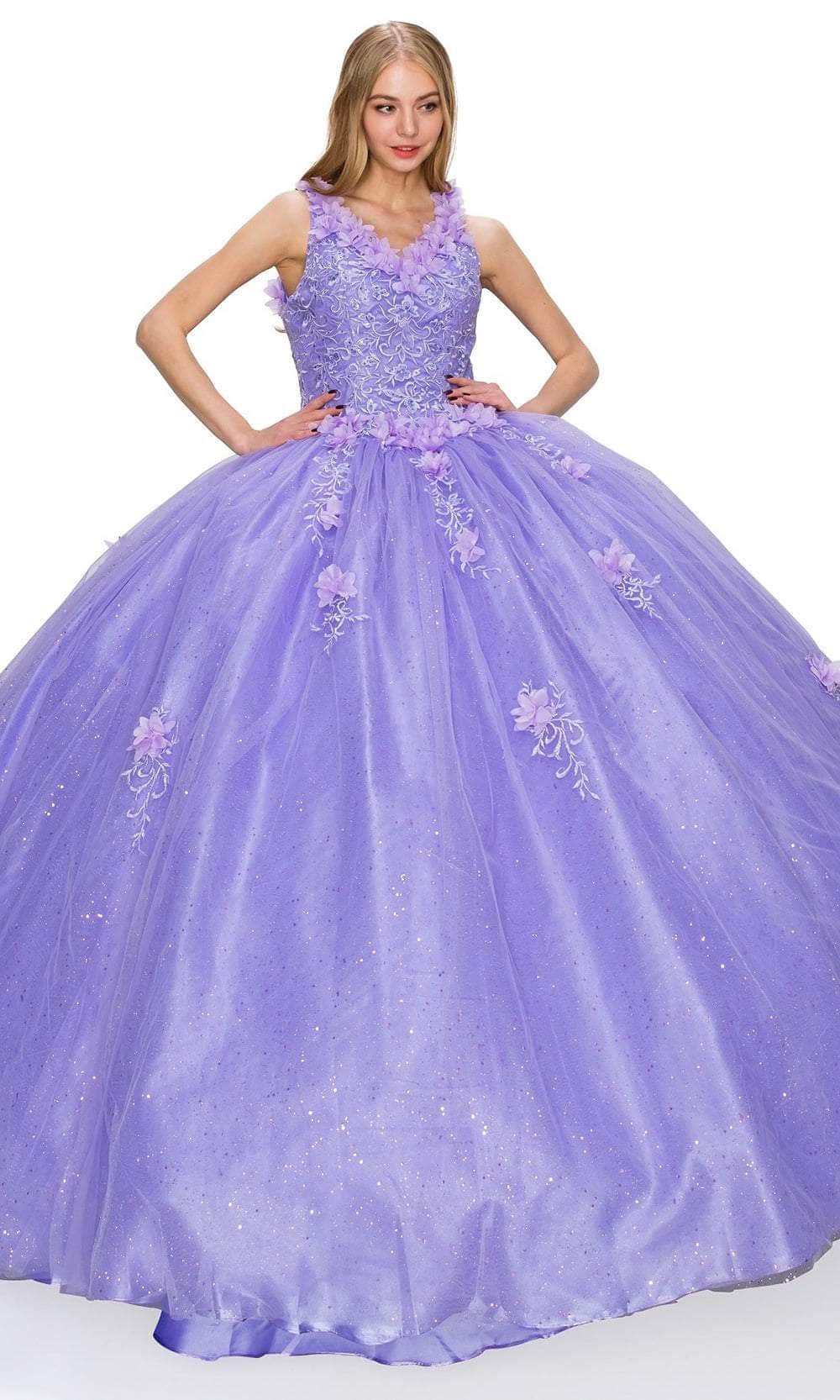 Cinderella Couture 8025J - Embroidered Sleeveless Ballgown Special Occasion Dress XS / Lilac