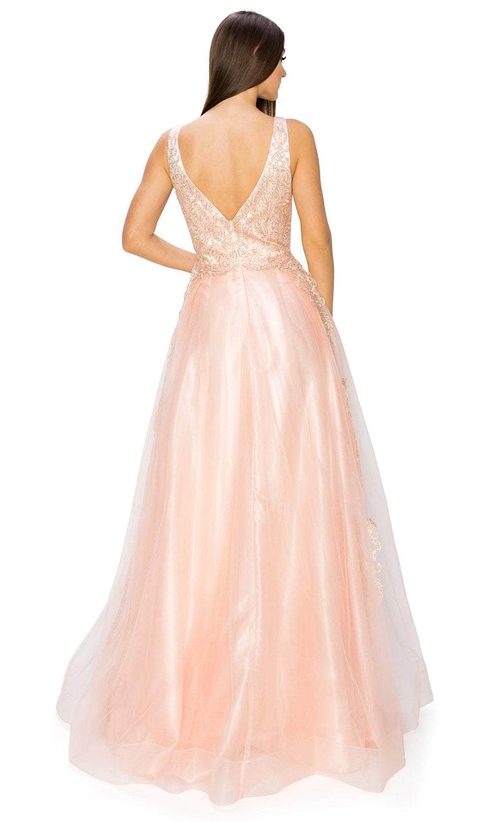 Cinderella Couture 8029J - Plunging V-Neck Tulle Prom Gown Special Occasion Dress