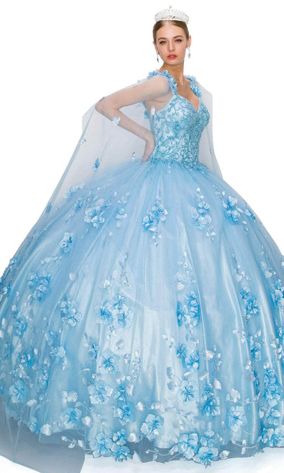 Cinderella Couture 8030J - Floral Detachable Cape Ballgown Special Occasion Dress