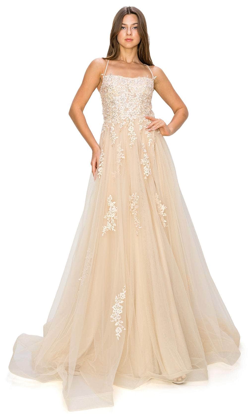 Cinderella Couture 8031J - Scoop A-Line Prom Gown Special Occasion Dress XS / Champagne