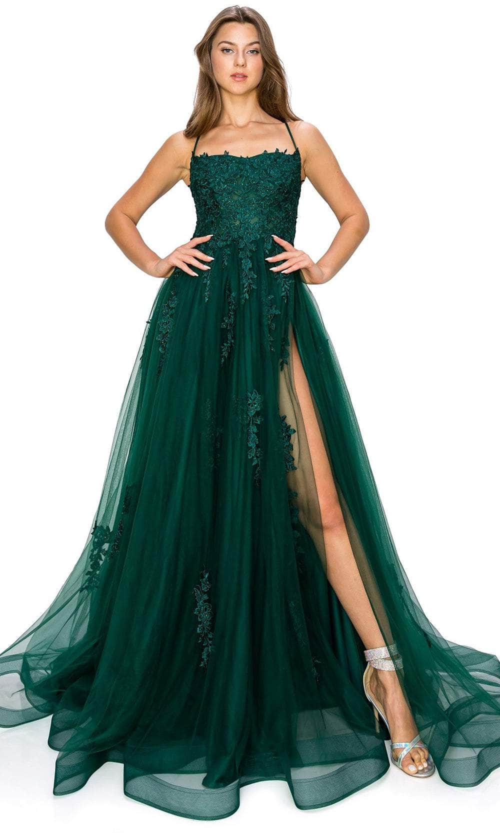 Cinderella Couture 8031J - Scoop A-Line Prom Gown Special Occasion Dress XS / Hunter Green
