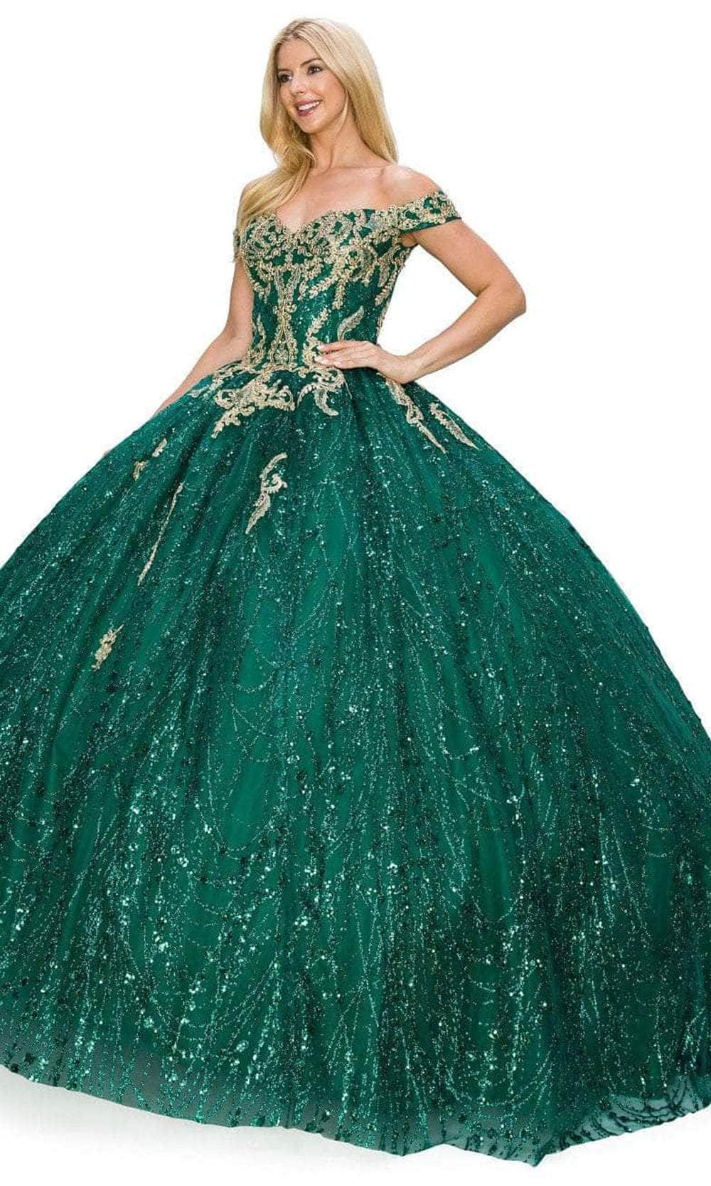 Cinderella Couture 8033J - Off Shoulder Glitter Ballgown Ball Gowns