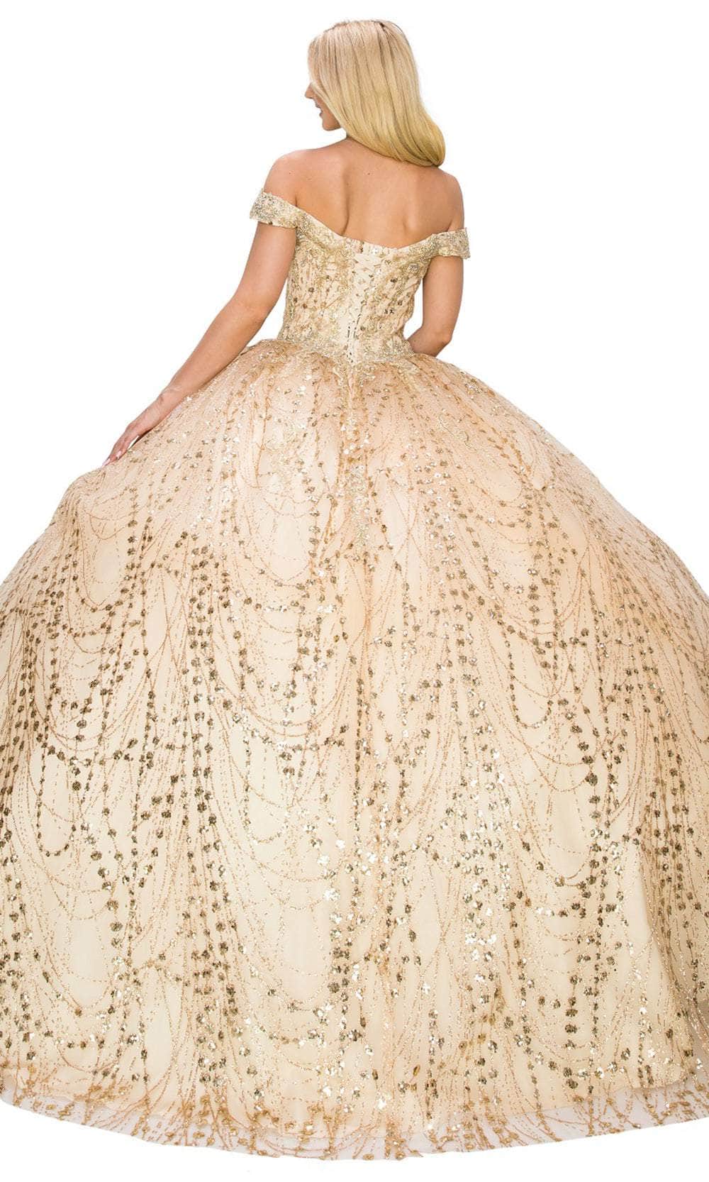 Cinderella Couture 8033J - Off Shoulder Glitter Ballgown Ball Gowns