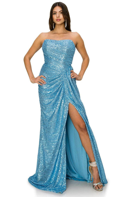 Cinderella Couture 8052J - Sequined Scoop Neck Prom Gown Special Occasion Dress XS / Blue
