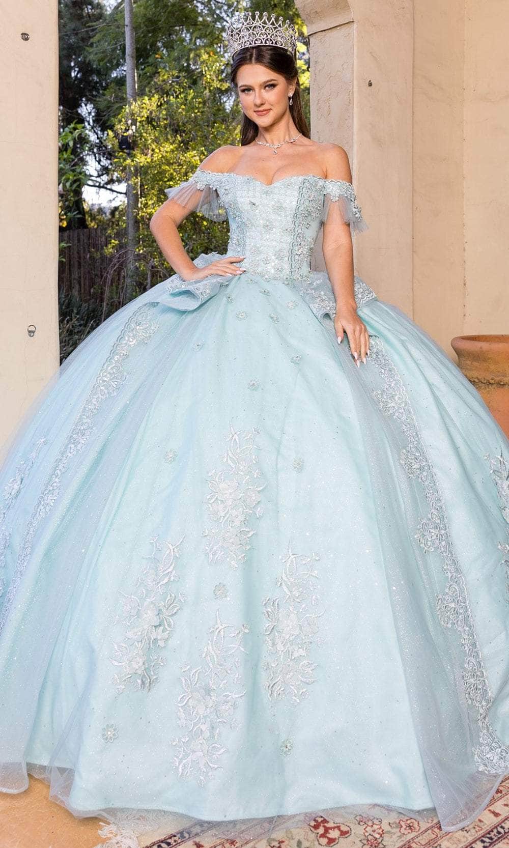 Cinderella Couture 8055J - Off-Shoulder Embellished Ballgown Special Occasion Dress