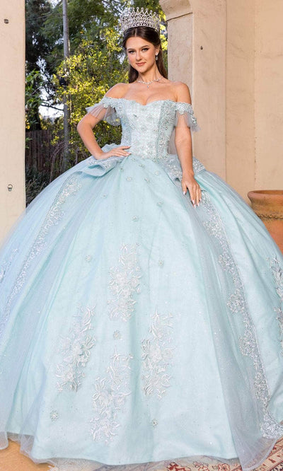 Cinderella Couture 8055J - Off-Shoulder Embellished Ballgown Special Occasion Dress XS / Blue