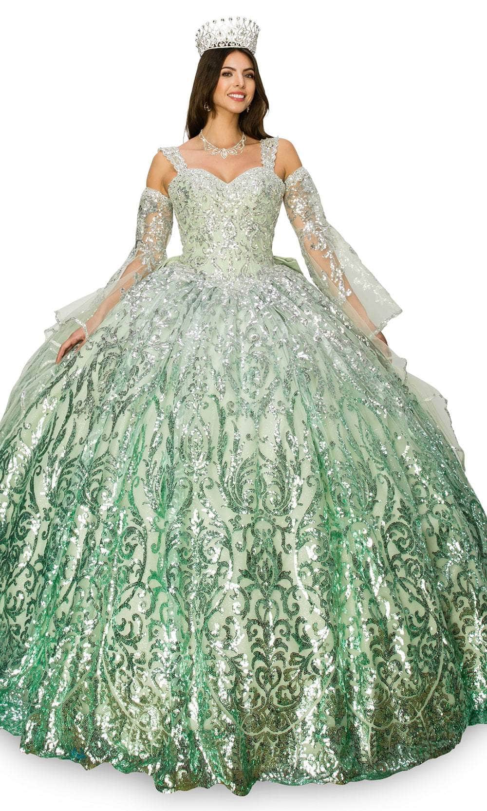 Cinderella Couture 8080J - Sweetheart Sequin Ballgown Special Occasion Dress XS / Sage