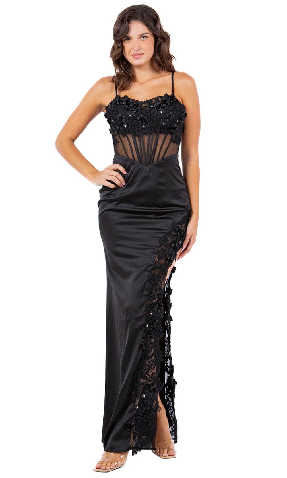 Cinderella Couture 8085J - 3D Floral Embellished Corset Dress Special Occasion Dress XS / Black