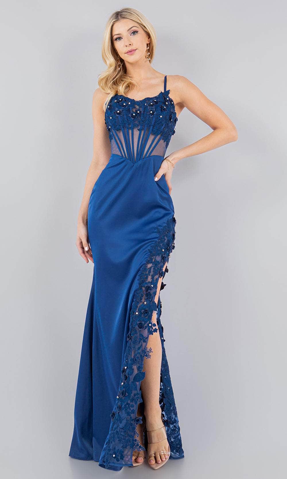 Cinderella Couture 8085J - 3D Floral Embellished Corset Dress Special Occasion Dress XS / Moonlight Blue
