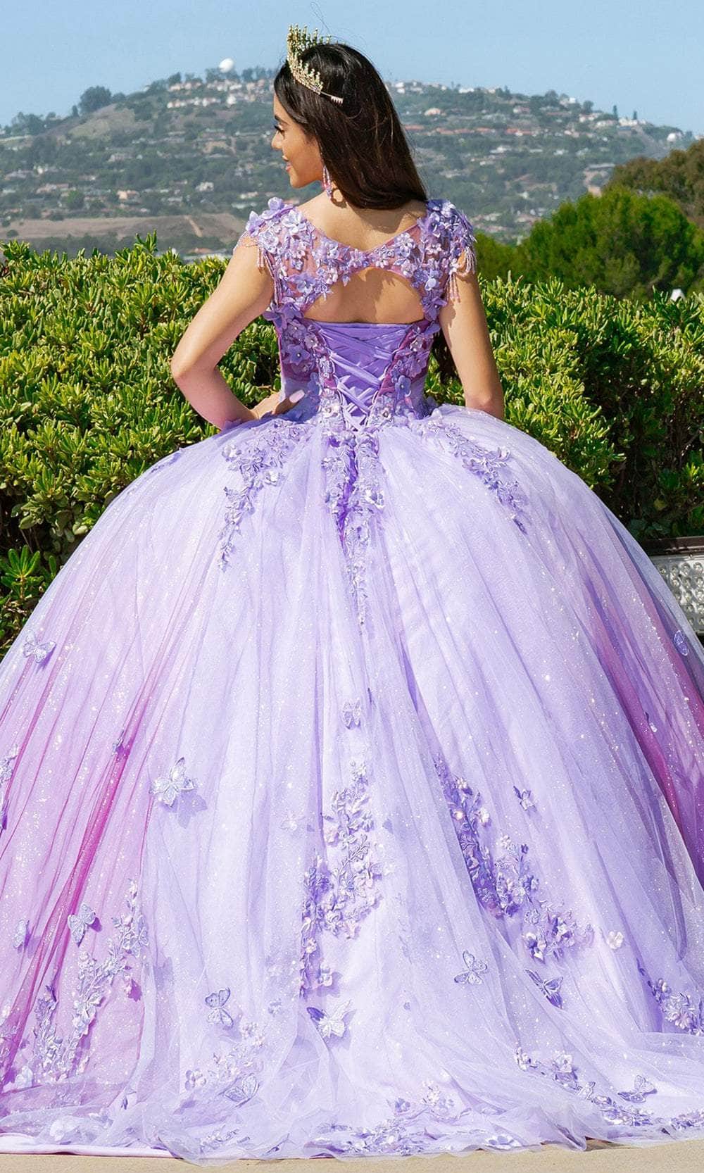 Cinderella Couture 8088J - Cap Sleeve 3D Floral Embellished Ballgown Ball Gowns