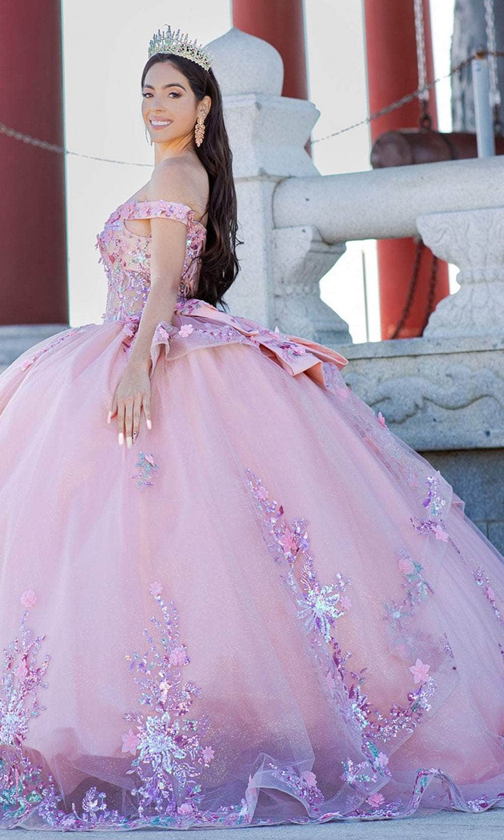 Cinderella Couture 8125J - Floral Embellished Off-Shoulder Ballgown Ball Gowns
