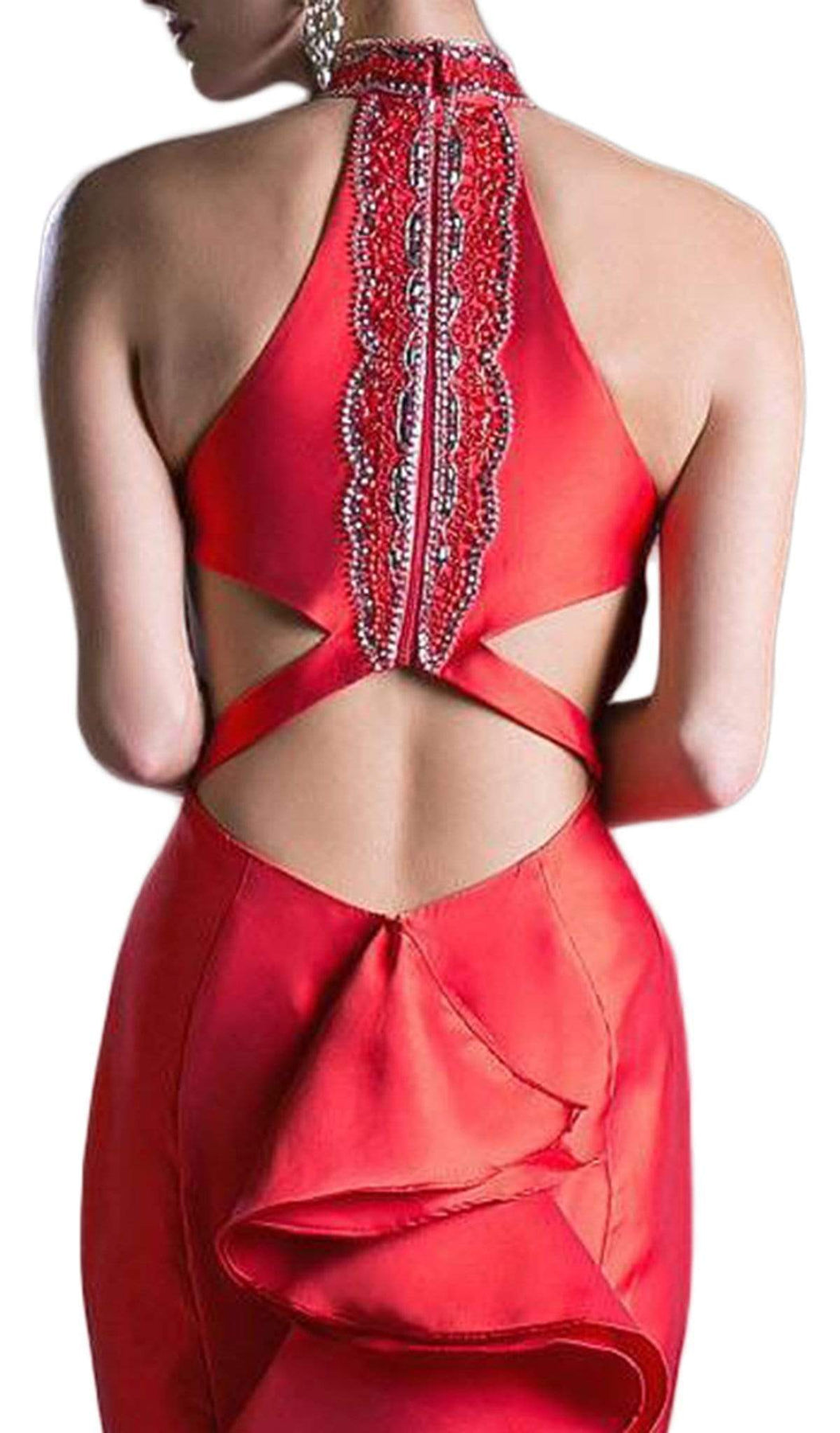 Cinderella Divine - 72046 High Halter Fitted Mermaid Gown Special Occasion Dress