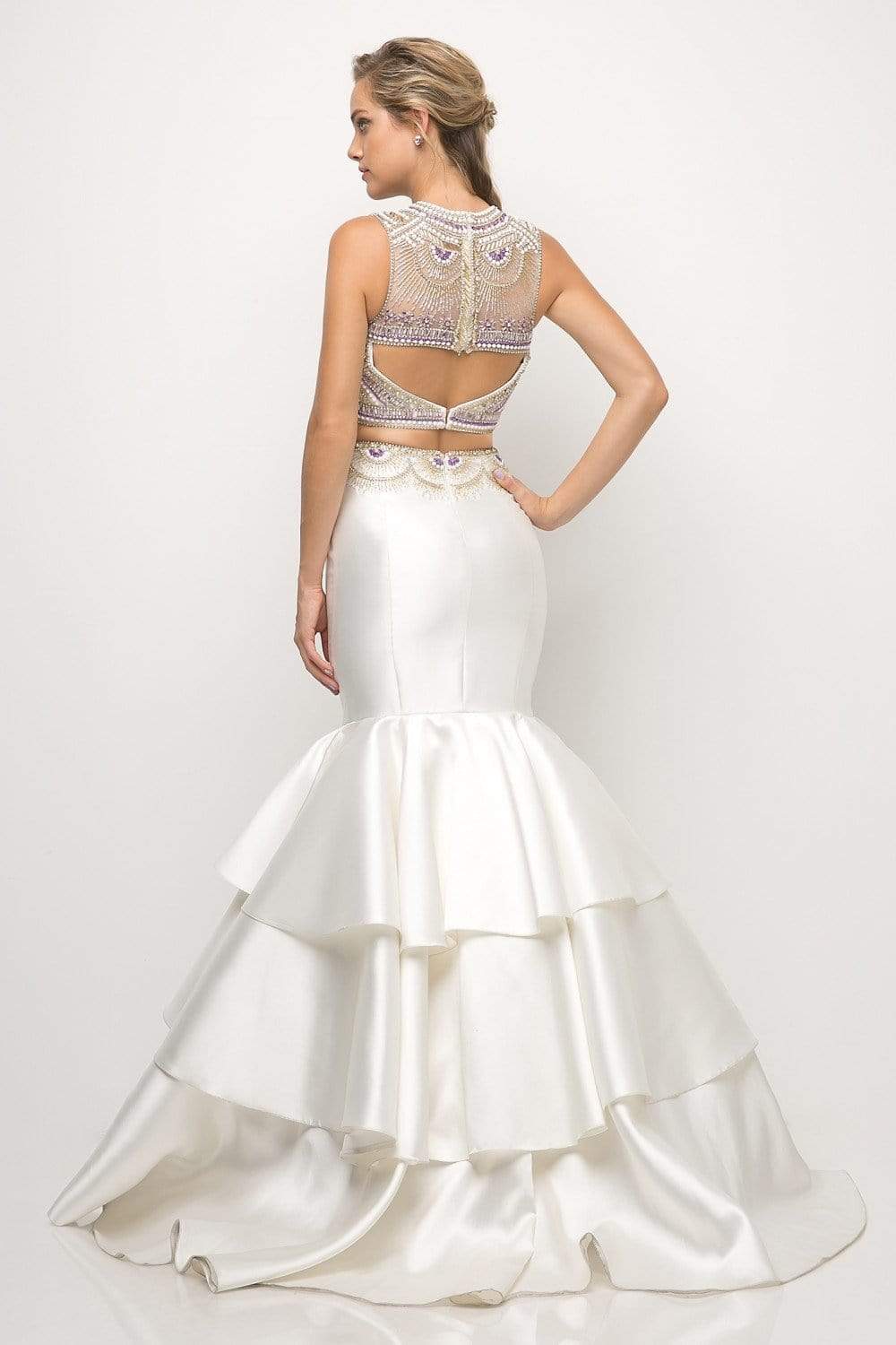 Cinderella Divine - 83903 Two Piece Beaded Tiered Mermaid Dress Special Occasion Dress