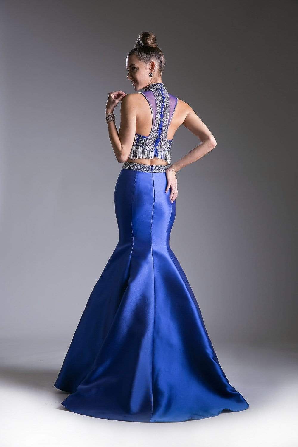 Cinderella Divine - 84016 Two-Piece Beaded High Halter Mermaid Gown Special Occasion Dress