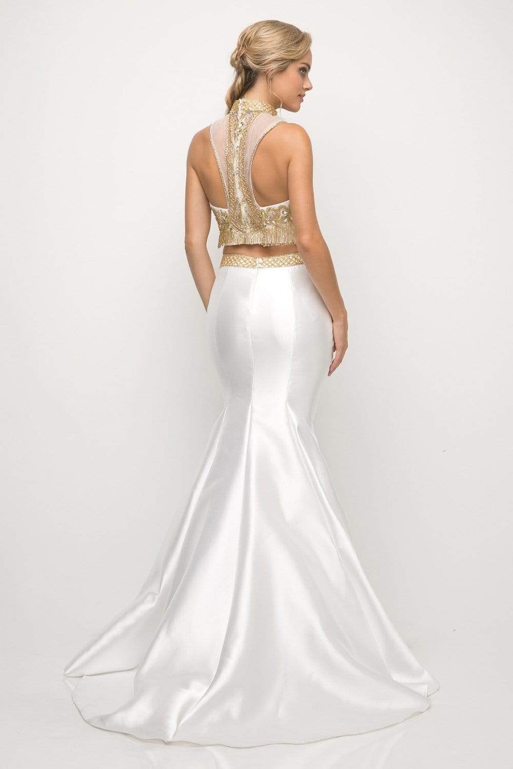 Cinderella Divine - 84016 Two-Piece Beaded High Halter Mermaid Gown Special Occasion Dress