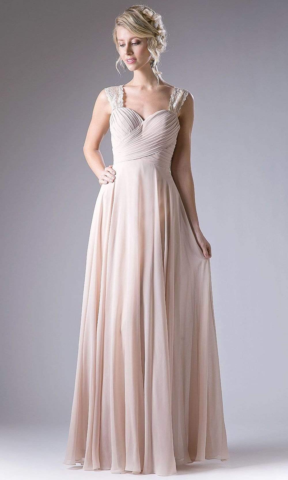 Cinderella Divine CJ249 - Long A-Line Dress - Chiffon Fabric, Lace Straps, Pleated, Lace-Up Back, Fully Lined, Back Zipper Closure, Soft Cup Inserts, Full Length ADASA Cinderella Divine CJ249 - Long A-Line Dress - Chiffon Fabric, Lace Straps, Pleated, Lace-Up Back, Fully Lined, Back Zipper Closure, Soft Cup Inserts, Full Length ADASA