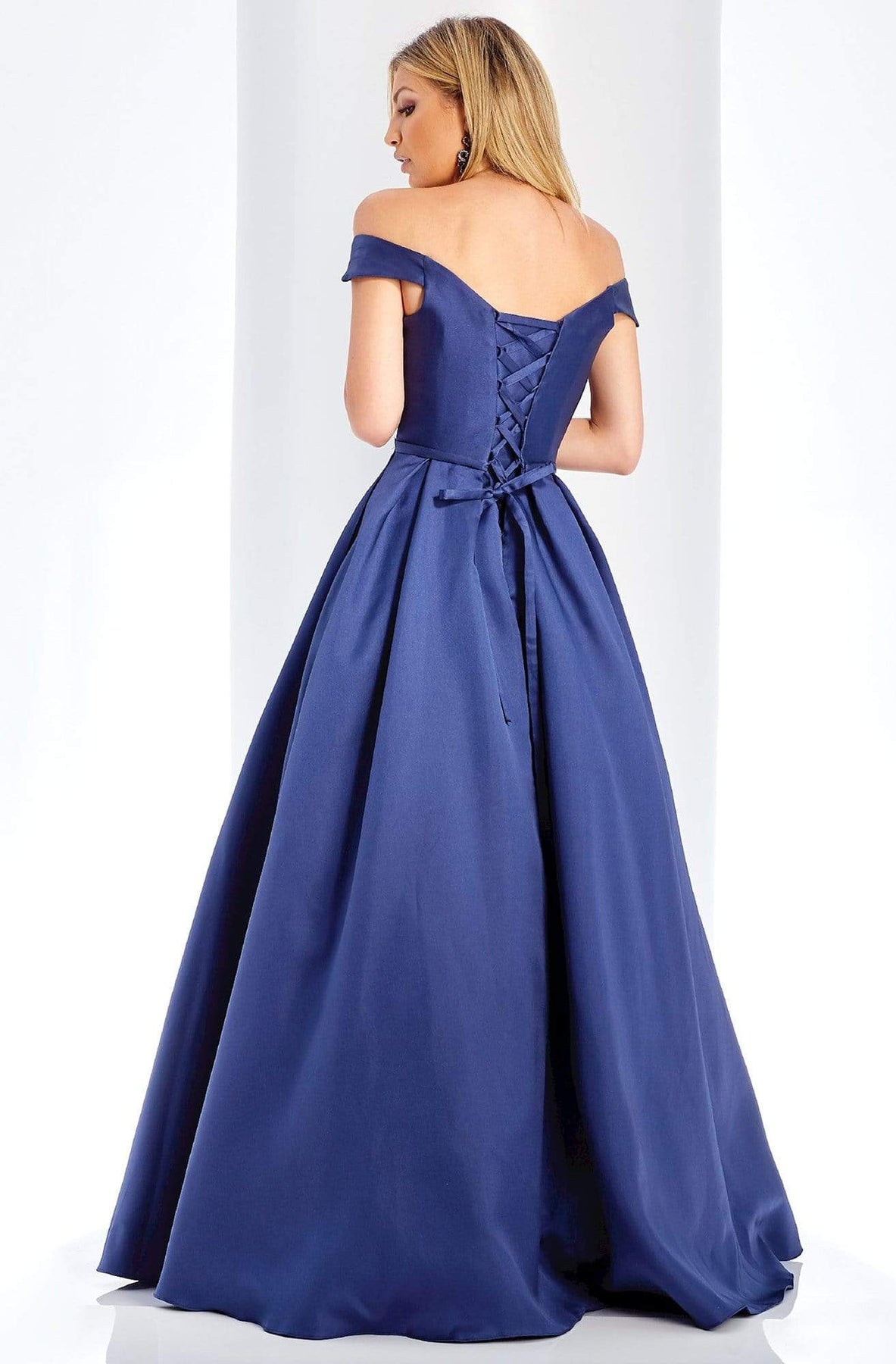 Clarisse - 3442 Off Shoulder Corset Mikado Ballgown Special Occasion Dress 0 / Navy