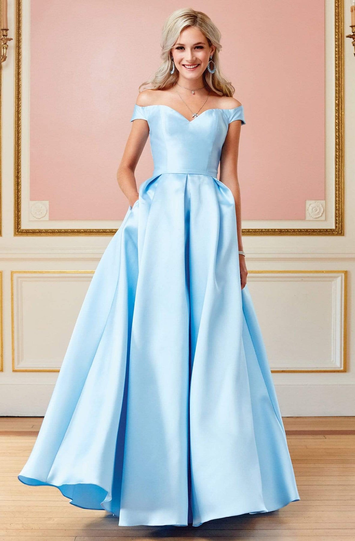 Clarisse - 3442 Off Shoulder Corset Mikado Ballgown Special Occasion Dress 0 / PowderBlue
