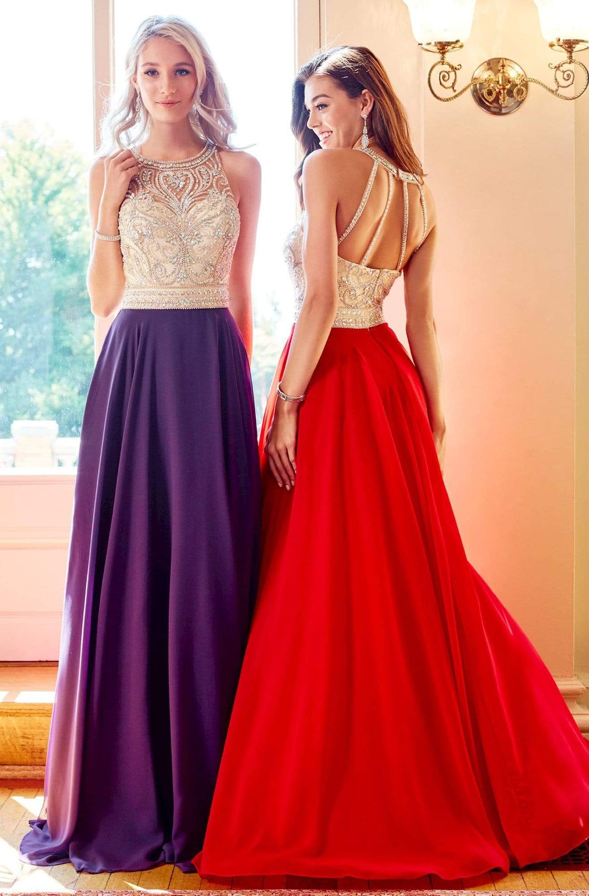 Clarisse - 3465 Jewel Ornate Illusion Halter Gown Special Occasion Dress