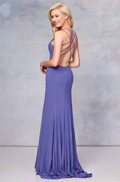 Clarisse - 3775 Crisscross-Accented Plunging Jersey Gown Special Occasion Dress