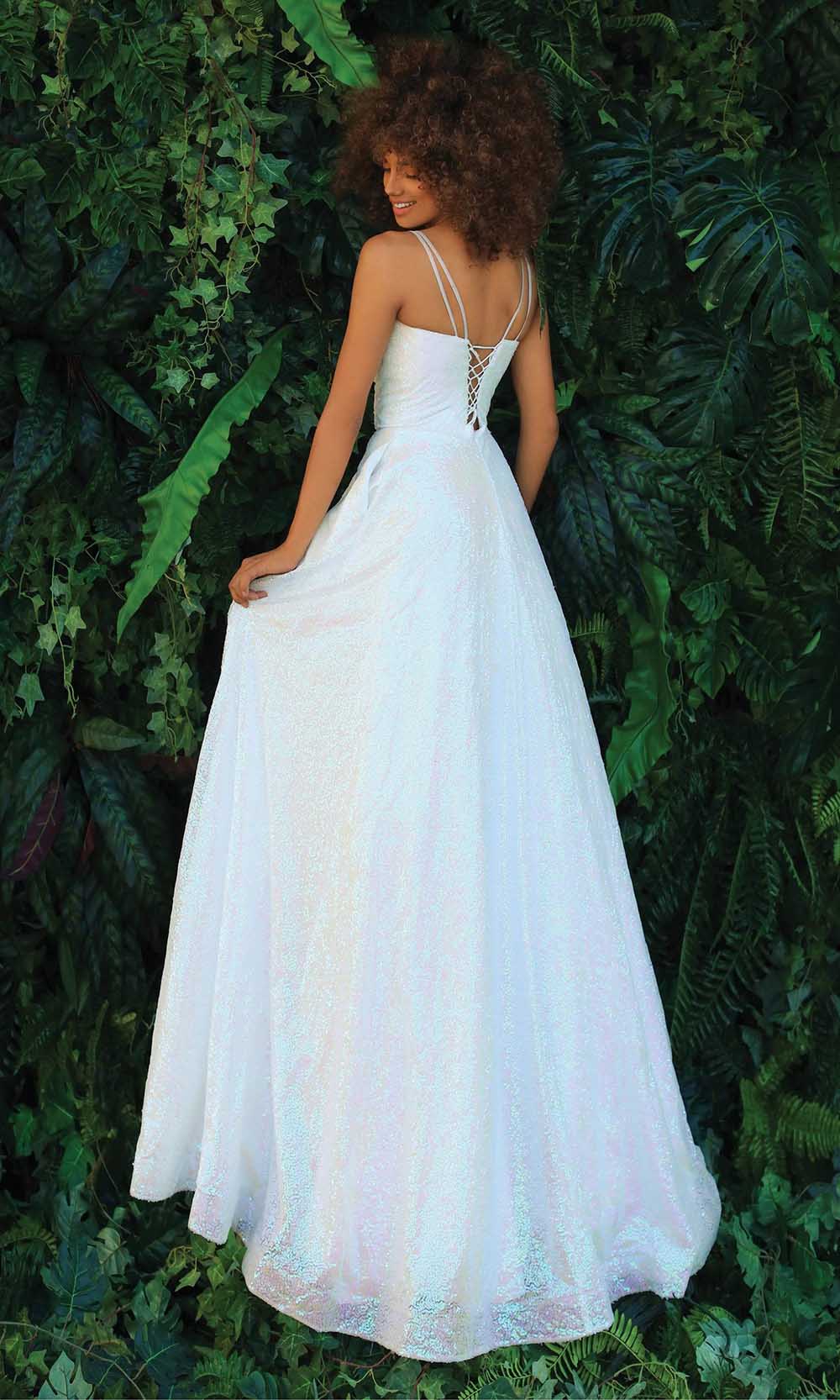 Clarisse - 810297 Sequin V-Neck Gown In Blue
