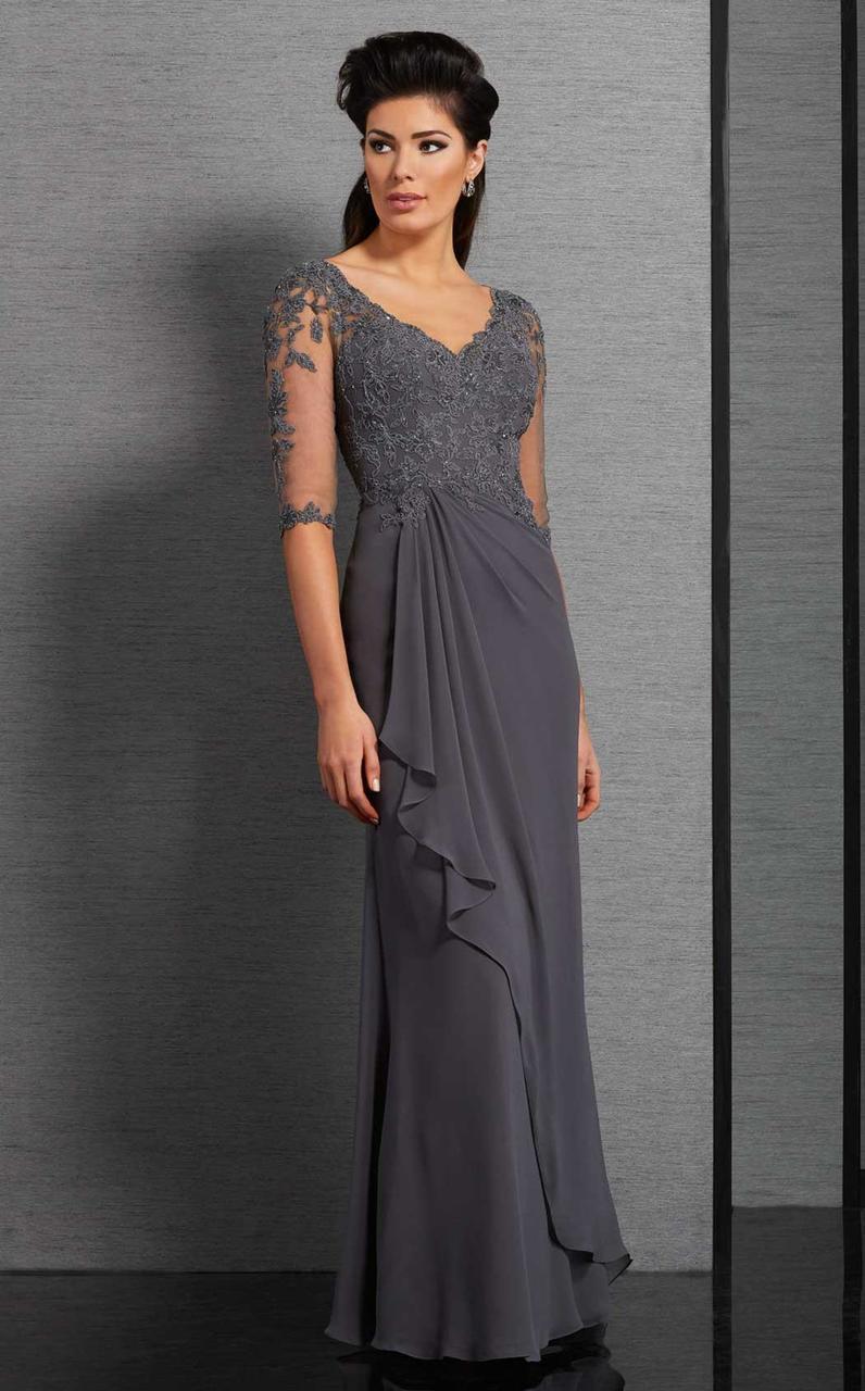 Clarisse Floral Lace Ruched Evening Gown 6314 - 1 pc Pewter In Size 18 Available CCSALE