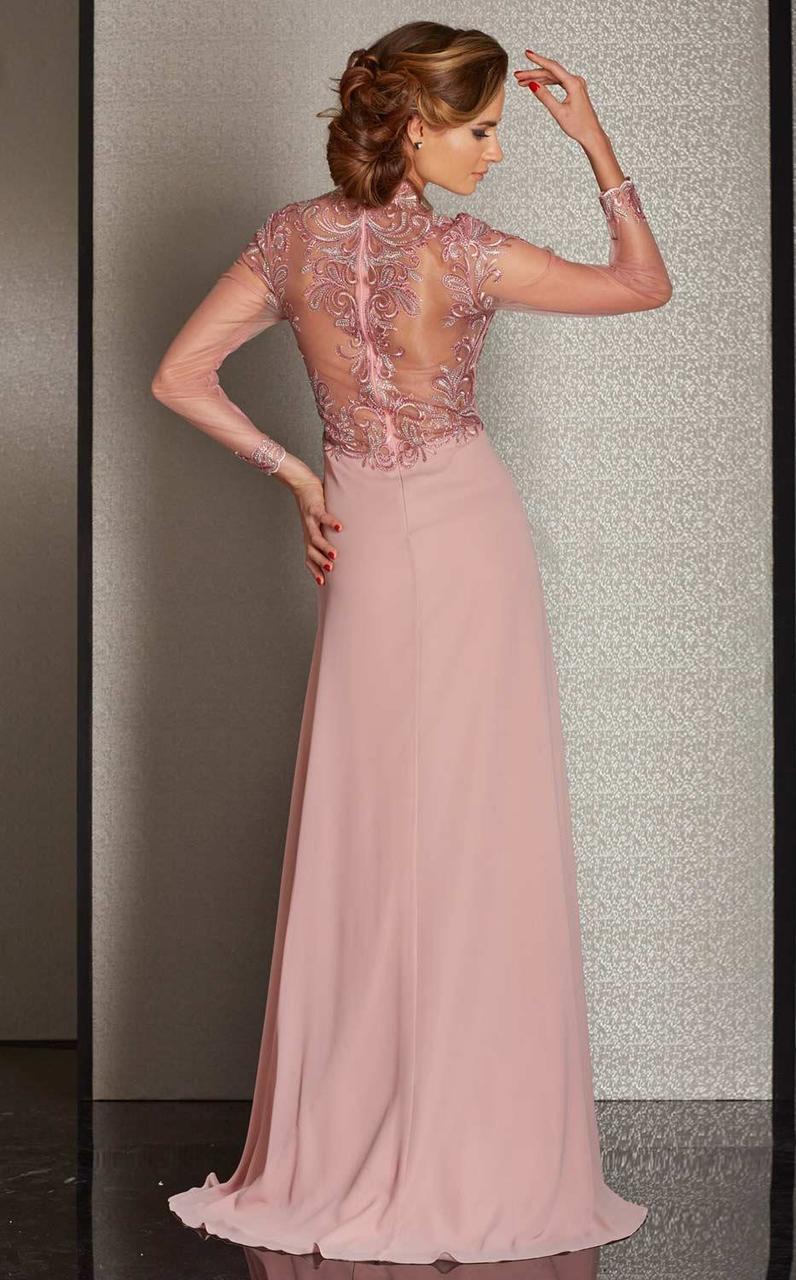Clarisse - M6212 Embroidered Illusion Long Sleeve Gown Special Occasion Dress