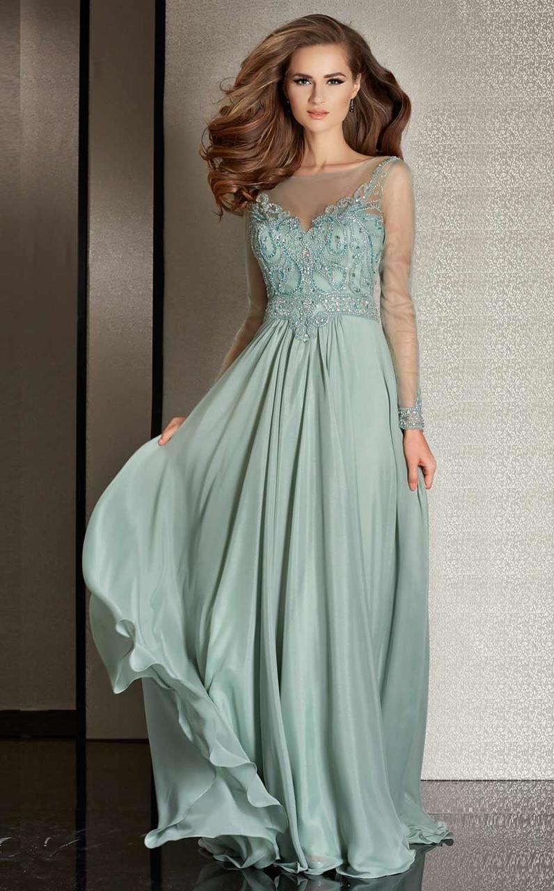 Clarisse - M6215 Bedazzled Sheer Bateau Dress Special Occasion Dress