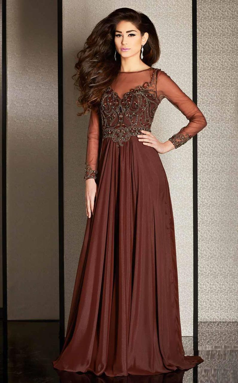 Clarisse - M6215 Bedazzled Sheer Bateau Dress Special Occasion Dress