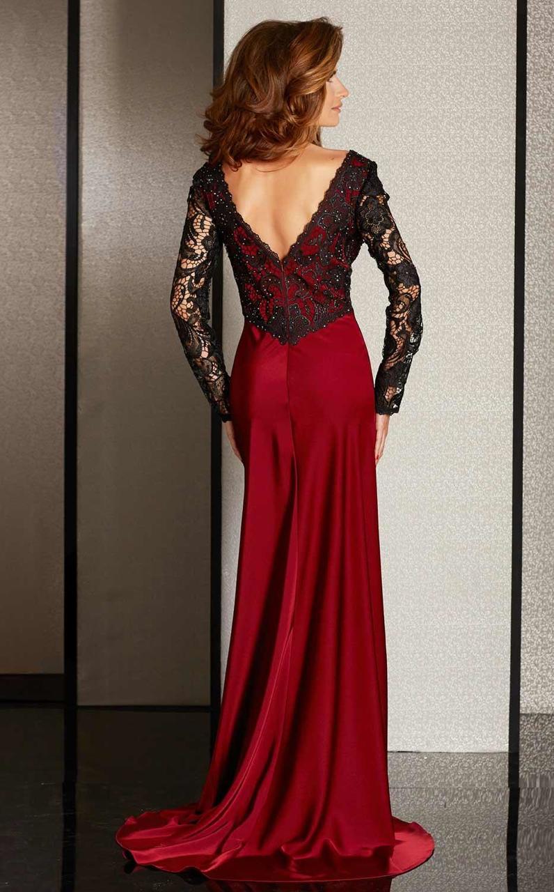 Clarisse - M6222 Lace Sleeved V-neck Dress Special Occasion Dress