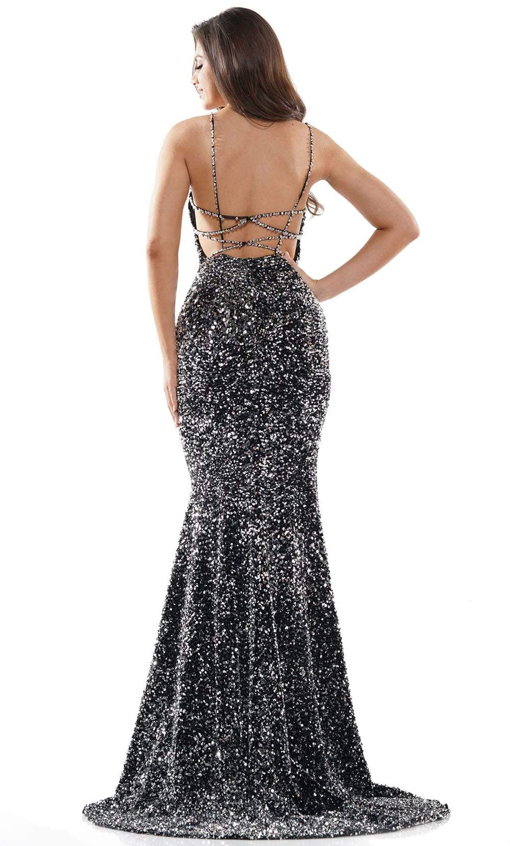 Colors Dress - 2459 Sequin Plunging Sweetheart Mermaid Dress Prom Dresses