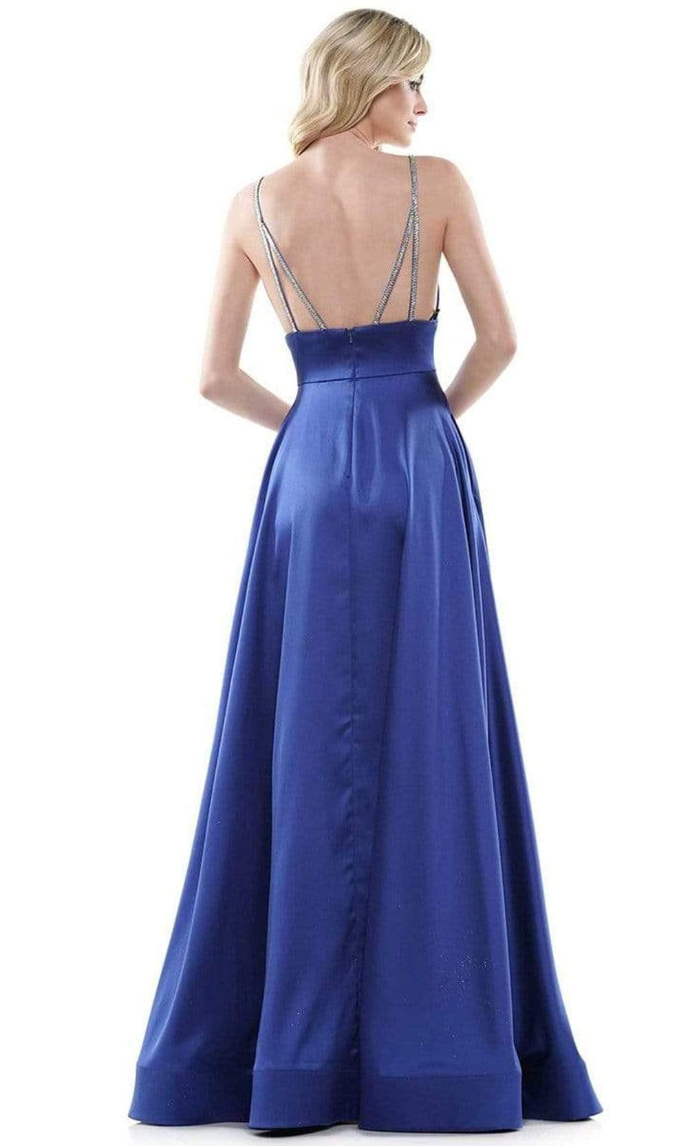 Colors Dress - G968 Strappy Satin A-Line Gown In Blue