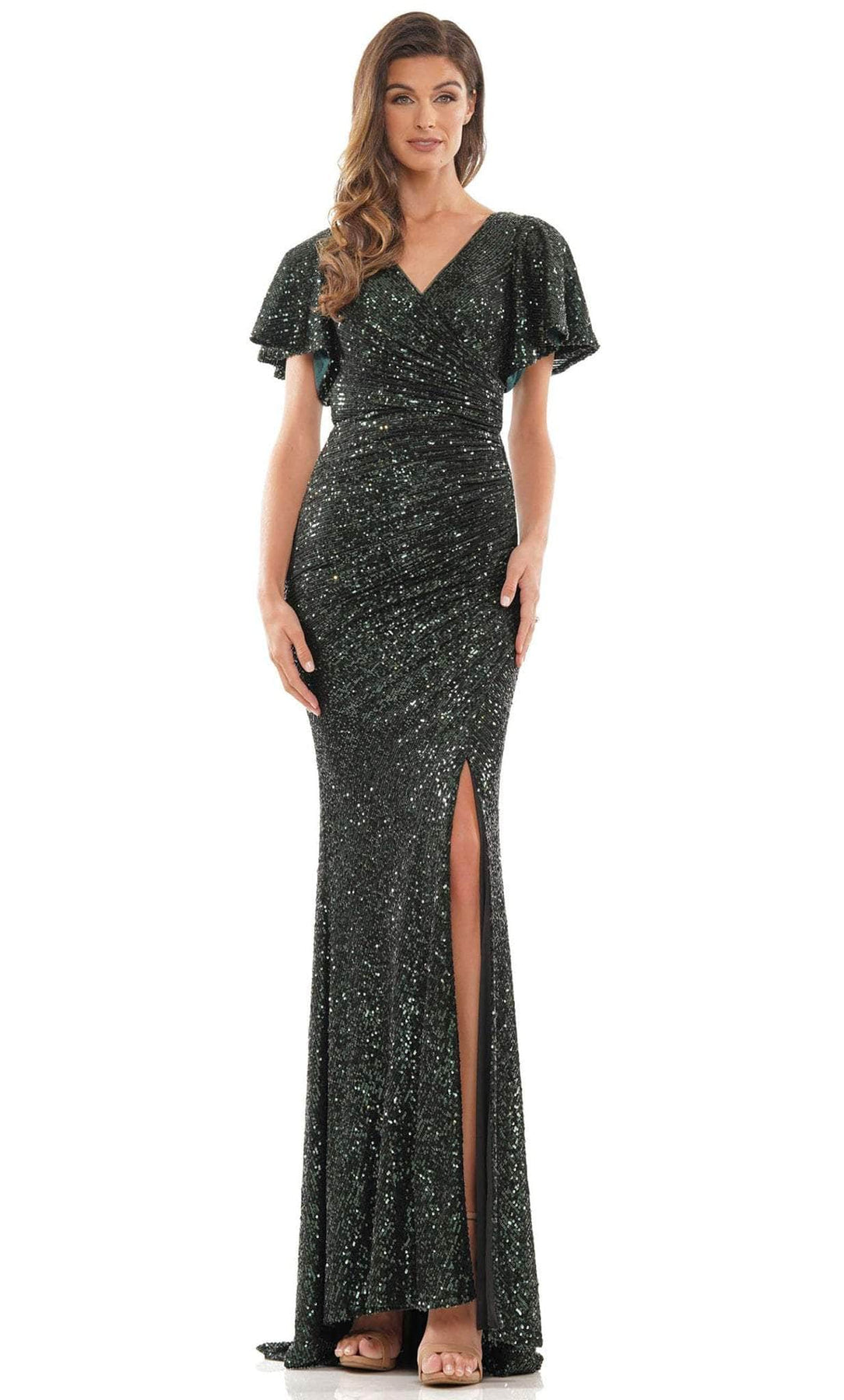 Colors Dress M318 - Flutter Sleeve Gown