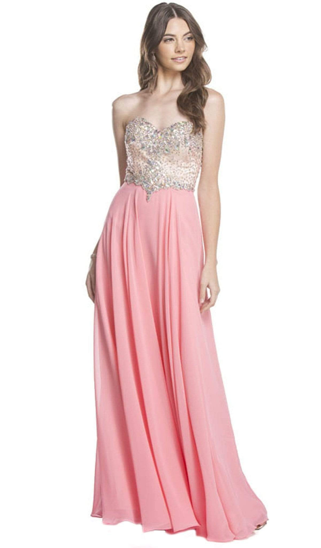 Crystal Embellished Evening A-Line Dress Prom Dresses XXS / Coral