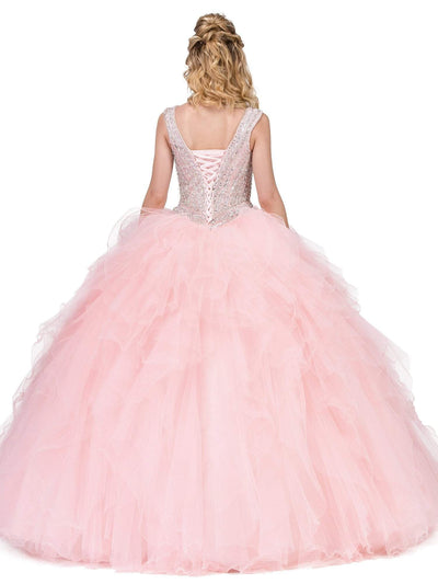 Dancing Queen - 1273 Crystal Adorned Cap Sleeve Quinceanera Ballgown Special Occasion Dress