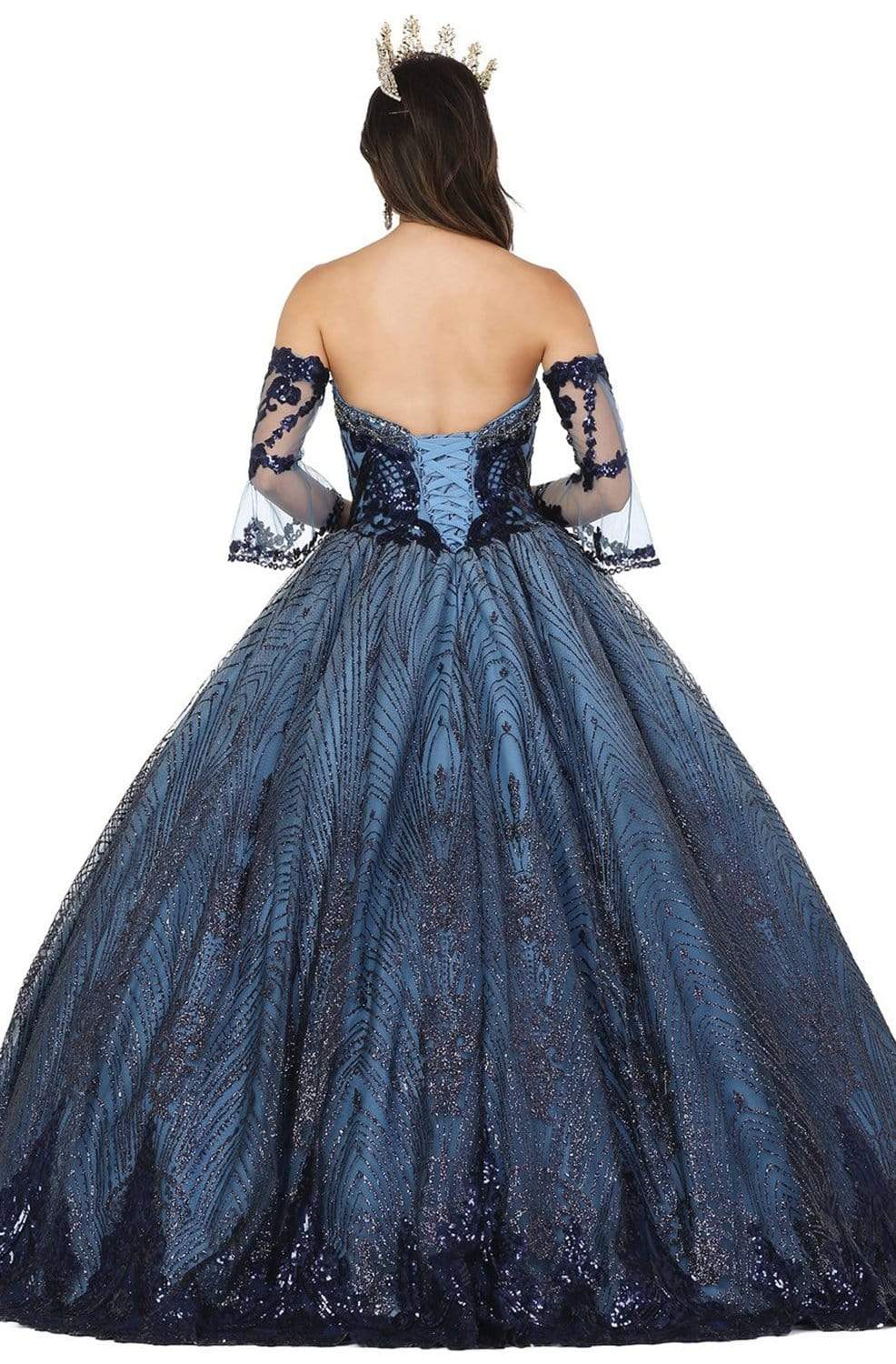 Dancing Queen - 1443 Beaded Sweetheart Bodice Glitter Ballgown Quinceanera Dresses