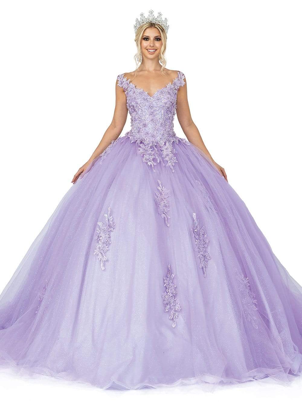 Dancing Queen - 1597 Beaded Floral Lace Applique Tulle Ballgown Special Occasion Dress