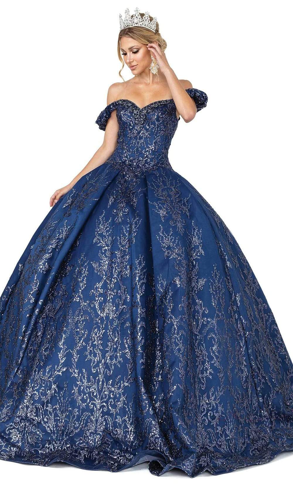 dancing queen navy blue dress Dancing Queen 1931 Velvet Embroidered Off-Shoulder Dress