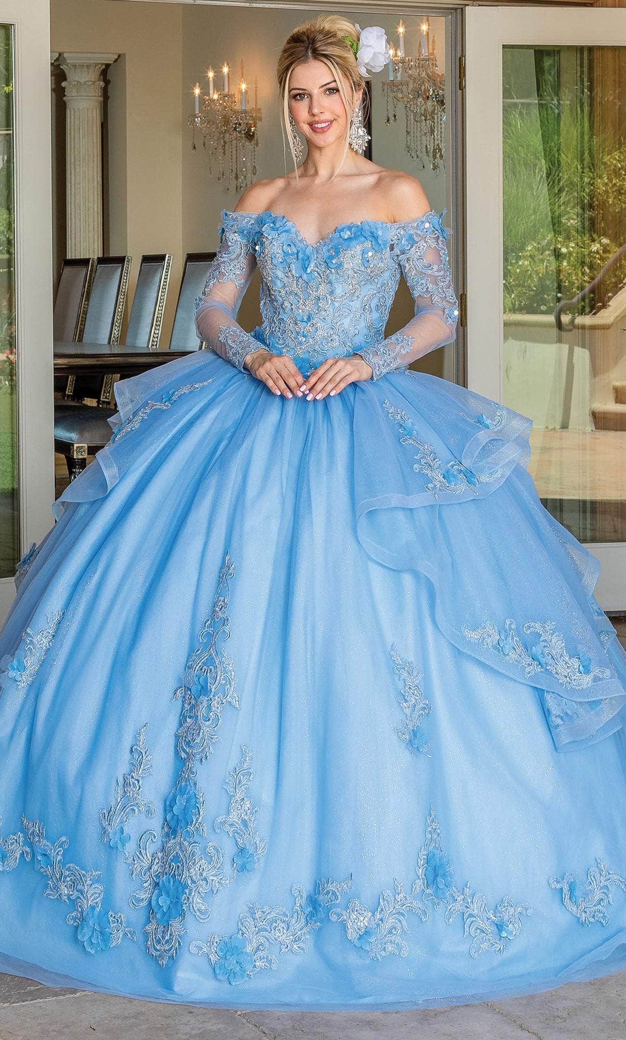 chinese dress ladies Tulle Quinceanera Dresses Ball Gown Sheer Long Sleeves main image 1