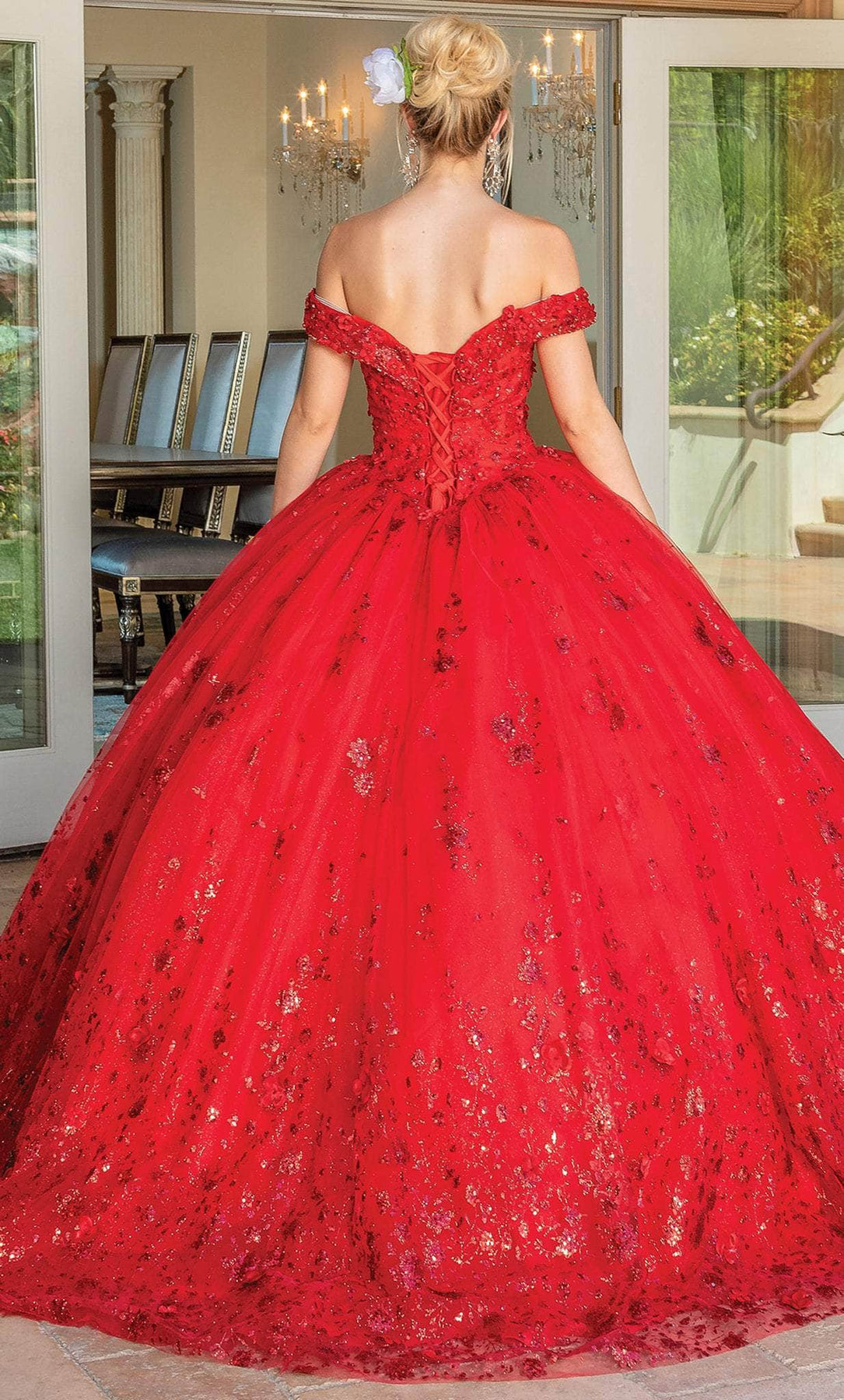 Dancing Queen 1668 - Glitter Quinceanera Ballgown with Cape Special Occasion Dress