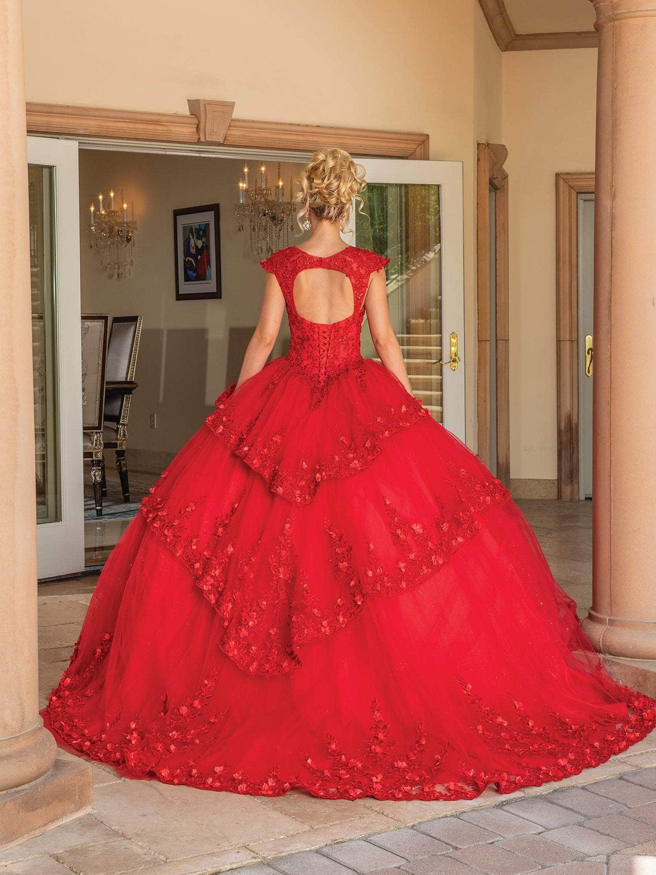 Dancing Queen 1735 - Cap Sleeve Ruffle Ballgown Ball Gowns