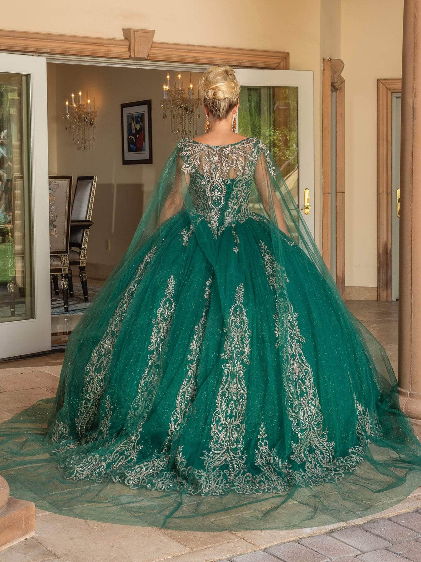 Dancing Queen 1743 - Glitter Print Quinceanera Ballgown Special Occasion Dress