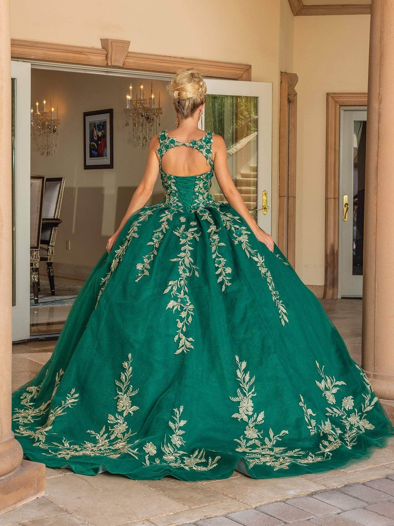 Dancing Queen 1755 - Floral Sleeveless Ballgown Long Dresses