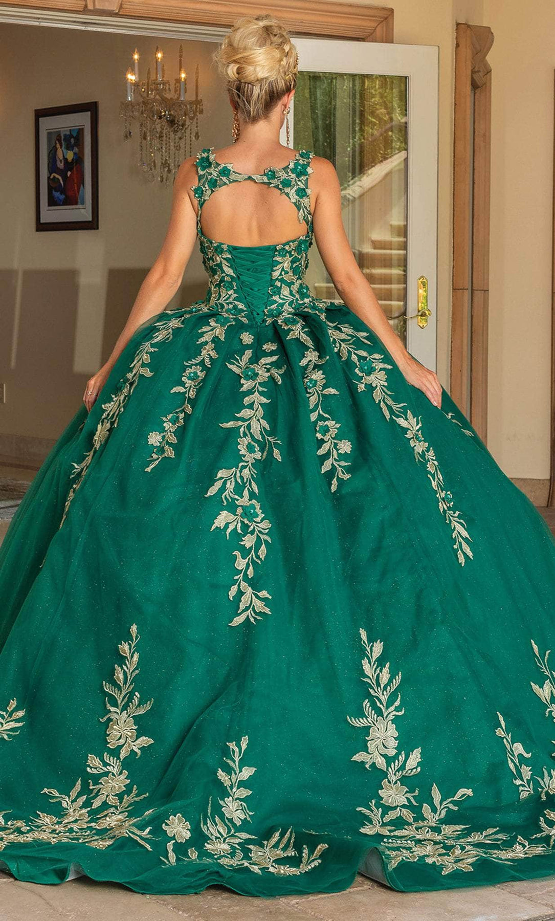 Dancing Queen 1755 - Floral Sleeveless Ballgown Long Dresses