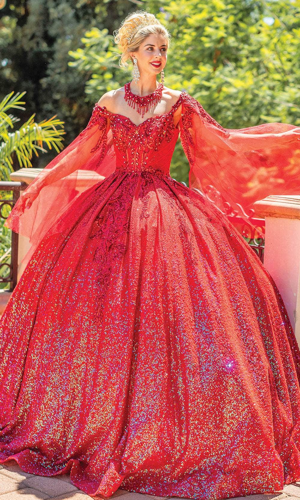 Dancing Queen 1776 - Bell Sleeve Glitter Ballgown Ball Gowns