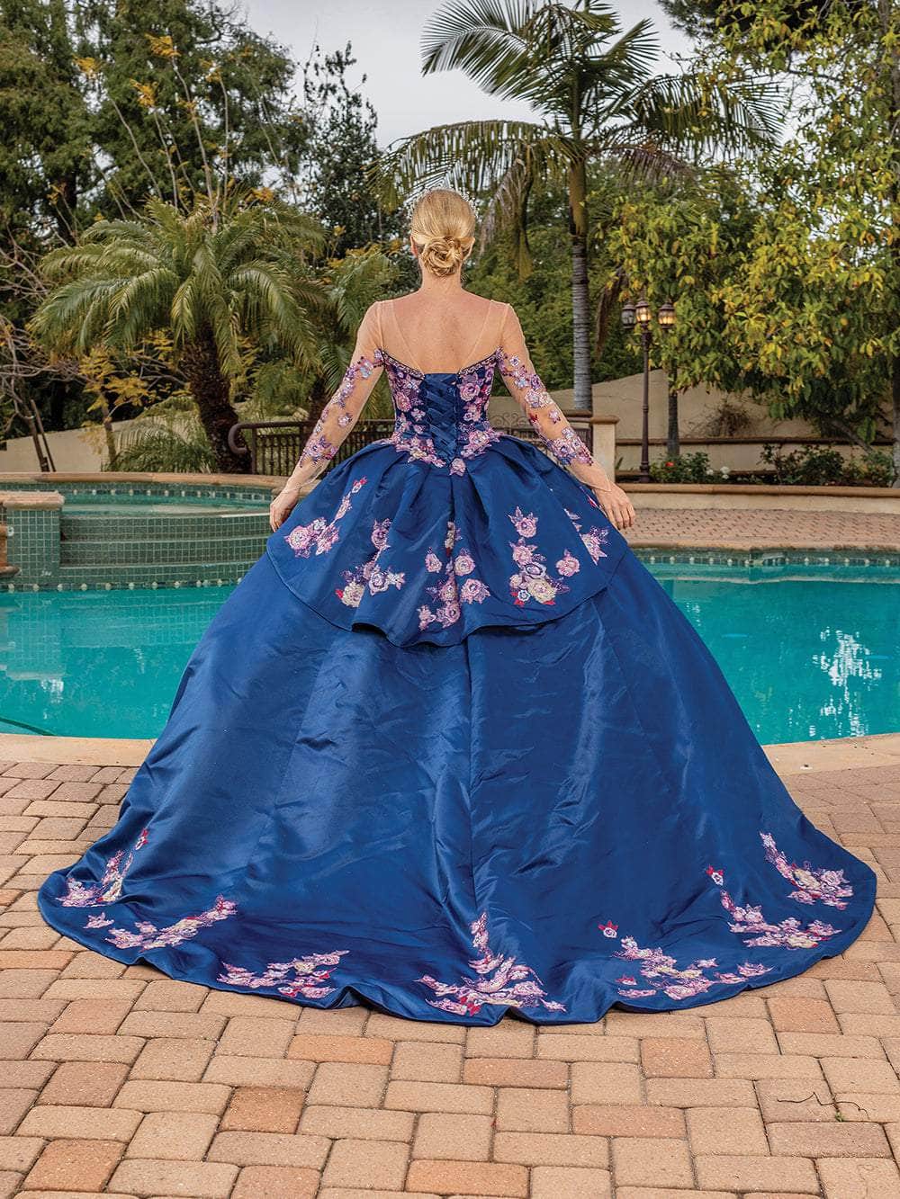 Dancing Queen 1816 - Long Sleeve Floral Ballgown Special Occasion Dress
